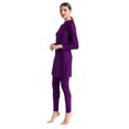 thumbnail image 5 of Traje de baño conservador musulmán para mujer, conjunto de 3 piezas, traje de baño de manga larga con cuello redondo, Top, pantalones, pañuelo para la cabeza, gorro, traje de baño de playa Burkinis, 5 of 5