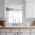 thumbnail image 3 of Teal Beige Valance Curtains for Kitchen/Living Room/Bathroom/Bedroom Window, Rod Pocket Small Topper Half Short Window Curtains Voile Sheer Scarf, Modern Oil Painting Art Coastal 42"x18", 3 of 8