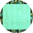 thumbnail image 1 of Ahgly Company Indoor Round Solid Turquoise Blue Modern Area Rugs, 5' Round, 1 of 4
