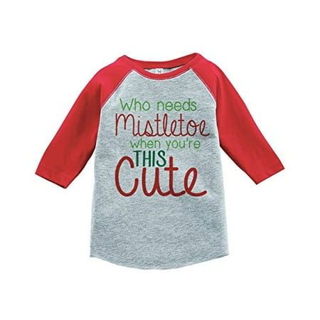 

Custom Party Shop Kids Mistletoe Christmas Raglan Shirt Red