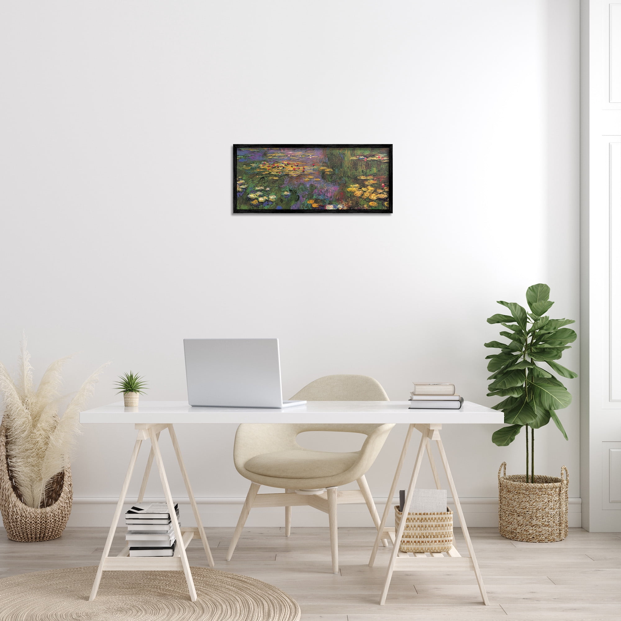 Stupell Industries Vibrant Traditional Water Lilies Botanical & Floral Painting Black Framed Art Print Wall Art, 24 x 10