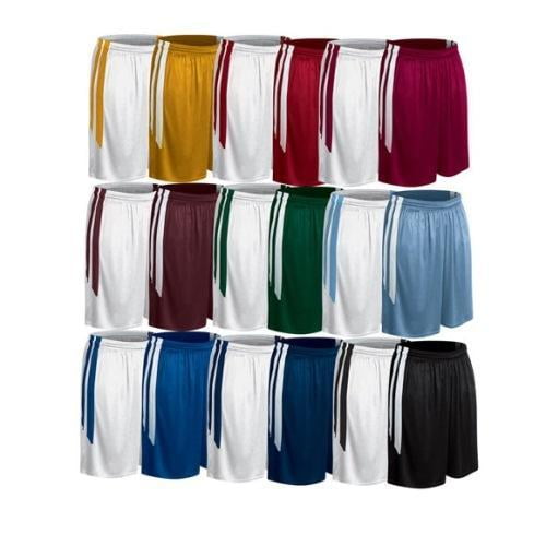 Youth Basketball Shorts, Muscle Style by Champro White/Cardinal Size