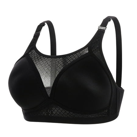 Crunowin Women s Adjustable Bra  Solid Color Breathable Plus Size Soft Comfort Full Coverage Underwear Black XXL
