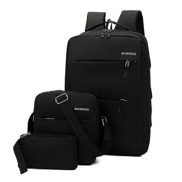 3pcs Unisex Large Laptop Backpack + Shoulder Bag + Wallet Set For Business Work Travel School Sports