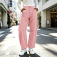 thumbnail image 6 of Women's Striped Curved Barrel Pants, Button Zipper Adjustable Elastic Waist Deep Side Pockets, Airy Summer Loose Fit Pants for Beach Casual | TruHer,Red L, 6 of 9