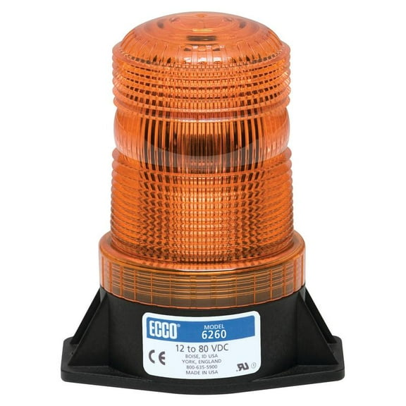 Ecco 6262A LED Beacon Medium Profile 12-80VDC Pulse8 Flash Amber