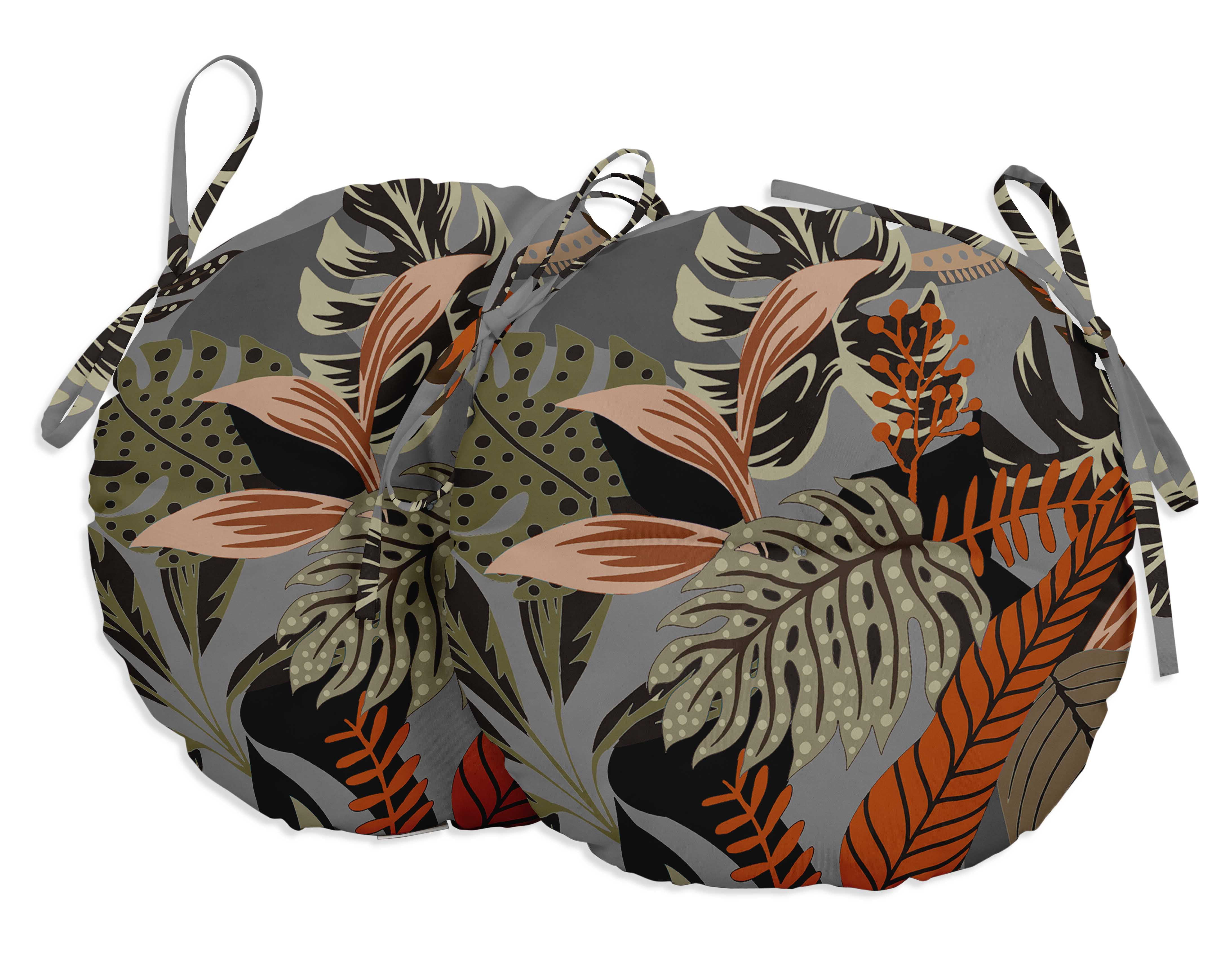 Vargottam Indoor/Outdoor Round Bistro Chair Cushions Block Print 15