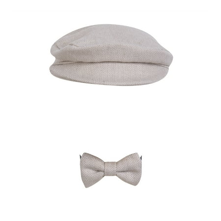 

Newborn Baby Peaked Beanie Cap Hat + Bow Tie Photo Photography Prop Outfit Set