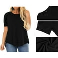 thumbnail image 3 of LANREMON Oversized Flowy Short Sleeve T Shirts for Women Summer Casual Plus Size Crew Neck Tunics Tops Blouses Black, 3 of 6