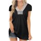 thumbnail image 1 of Blusa informal de manga corta con cuello en V para mujer con encaje sólido informal Fridja  hjk4295, 1 of 5