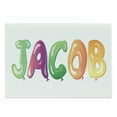 thumbnail image 1 of Jacob Cutting Board, Balloon Font Design Widespread Traditional Male Name Cheerful Digital Boyish Design, Decorative Tempered Glass Cutting and Serving Board, Large Size, Multicolor, by Ambesonne, 1 of 1