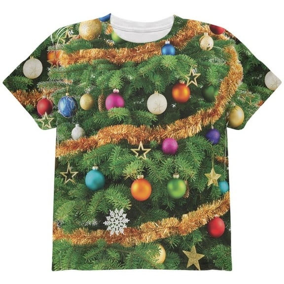 Christmas Tree Costume All Over Youth T Shirt Multi YLG