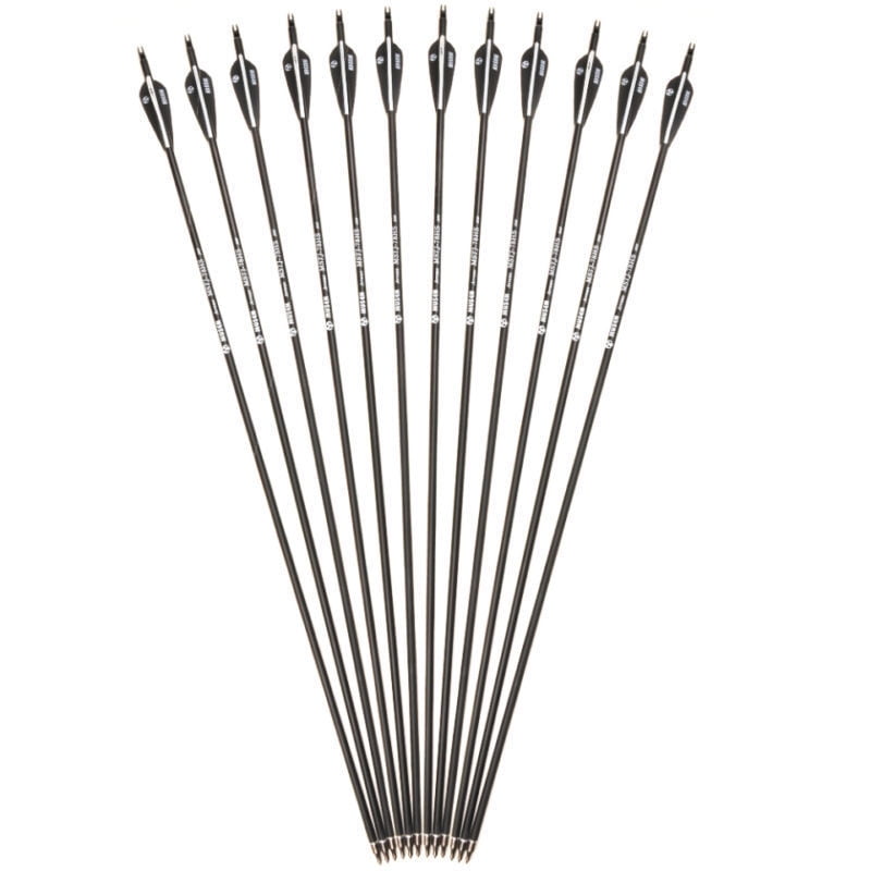 Archery 12/24pcs 31in Carbon Arrows With Nocks & 3-Blade Broadheads for Hunting 