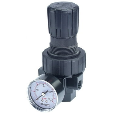 1 Pc, Tru-Flate Plastic Compact Regulator With Gauge 1/4 In. Npt 160 Psi 1 Pc