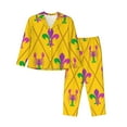 thumbnail image 1 of Balery Mardi Gras Crayfish and Fleur de lis Conjunto de Pijama con Estampado para Mujer, Conjunto de Dos Piezas con Manga Larga, Ropa de Dormir Suave con Bolsillos, Pijamas Cómodos-XX-Large, 1 of 7