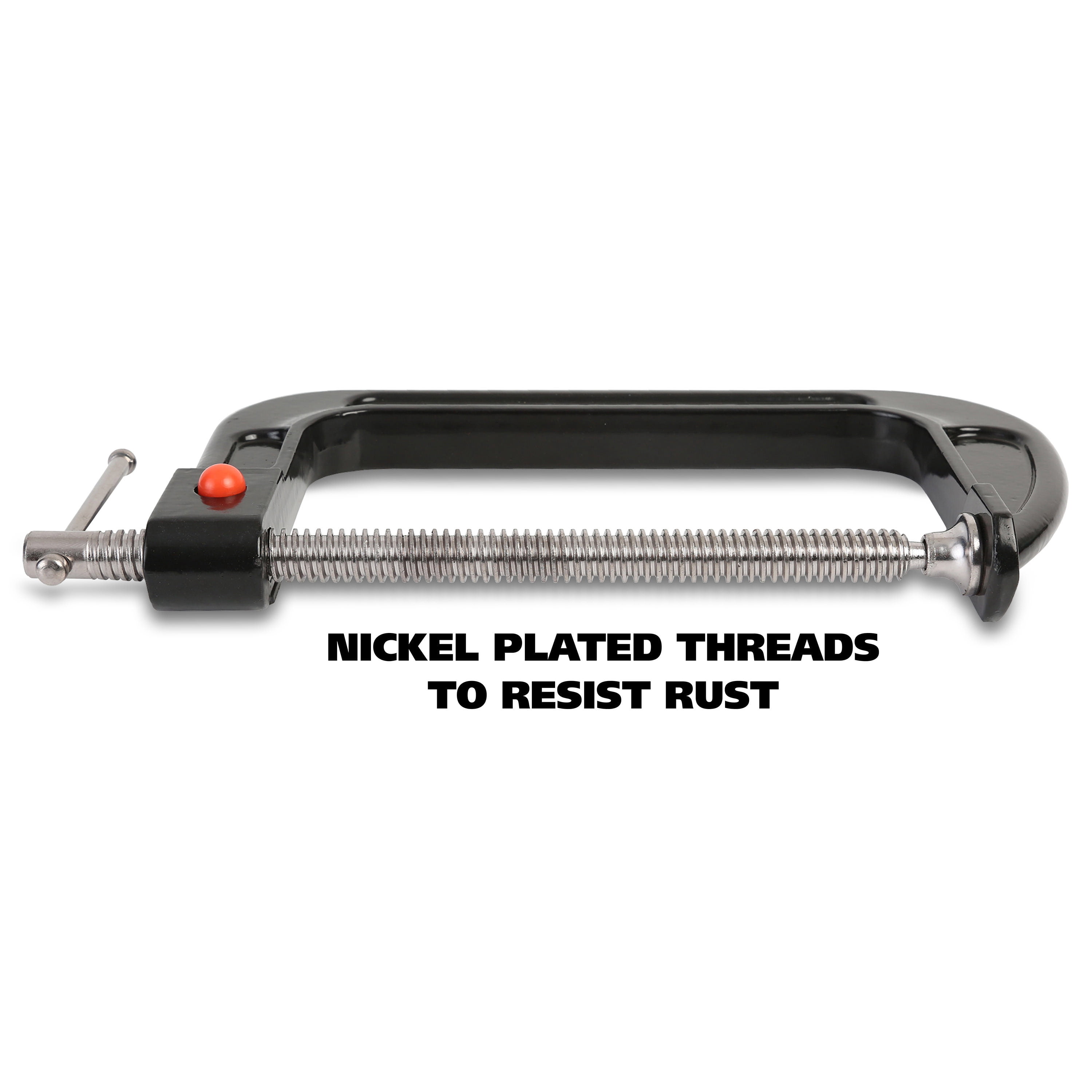 GreatNeck Quick Release Cast Iron C-Clamp, Black, 6 inch