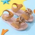 thumbnail image 6 of Toddler Kids Girls Soild Bowknot Princress Shoes Soft Sole Non First Walkers Prewalker Beach Shoes Sandals Toddler Girl Sandals Size 6 Baby Girl Sandals Size 5, 6 of 7