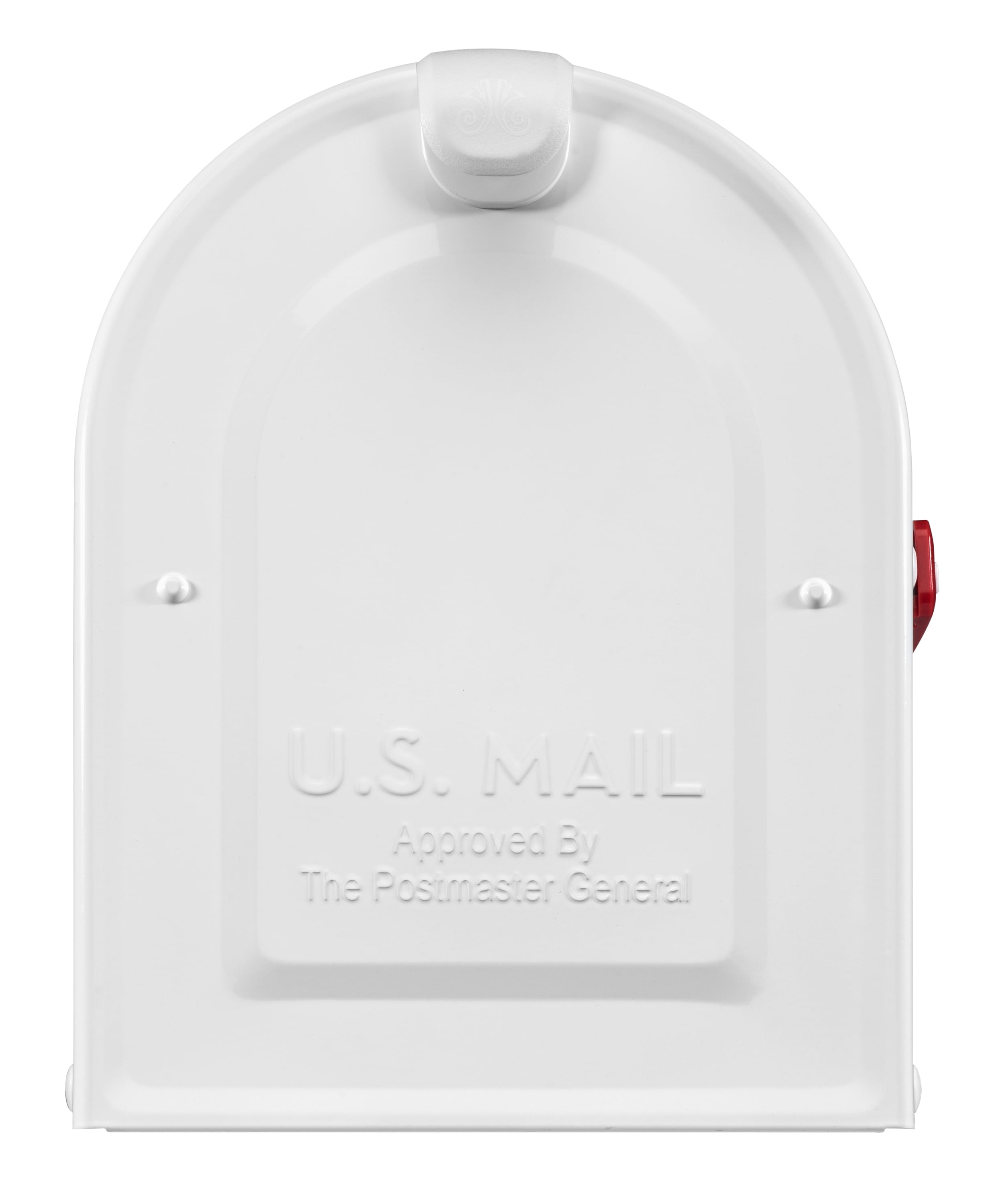 MB2 Post Mount Mailbox White with Red Flag