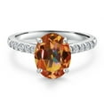 thumbnail image 3 of Gem Stone King 10K White Gold Ecstasy Mystic Topaz and Lab Grown Diamond Engagement Ring for Women | 2.20 Cttw | Oval 9X7MM | Gemstone November Birthstone | Size 7, 3 of 6