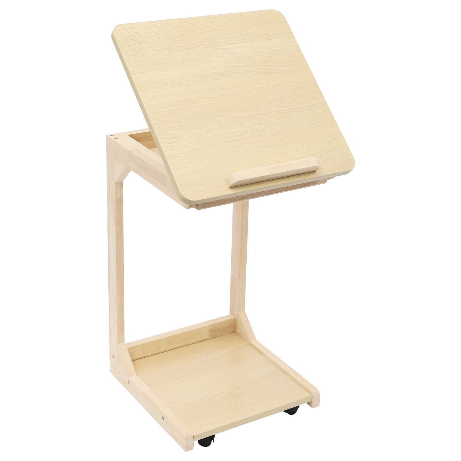 Heavy-Duty C Table with Wheels, 25kg Load Capacity 4-Wheel Bedside Laptop Stand