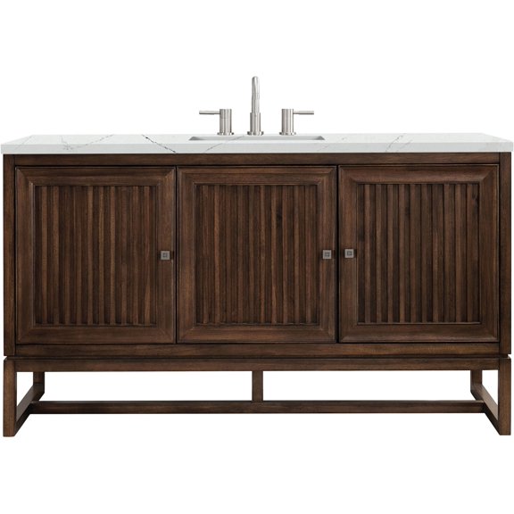 James Martin E645-V60S-MCA-3ENC 60" Mid Century Acacia Single Vanity Cabinet W/ Ethereal Noctis Top