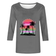 thumbnail image 4 of qolati Womens Tops 3/4 Sleeve Crewneck Cute Shirts Casual Palm Tree Print Trendy Blouses 2024 Summer Hawaiian Pullover Blouse, 4 of 4