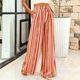 thumbnail image 6 of Womens Pants Elastic Waist Striped Print Lightweight Palazzo Pants Casual Wide Leg Pants with Pockets XL, 6 of 7