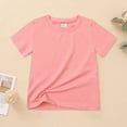 thumbnail image 2 of TOWED22 Boys Short Sleeve T-Shirt Kids Cotton Tops Summer Crewneck Shirts Basic Tees(Pink,4-5 Y), 2 of 7