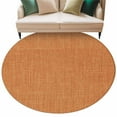 thumbnail image 2 of Burnt Orange 5ft Round Rug, Farmhouse Burlap Solid Orange Color Modern Linen Texture Non-Skid Rubber Backing Large Area Rugs - Living Room Bedroom Home Office, Indoor Floor Mat Carpets Washable Rug, 2 of 9
