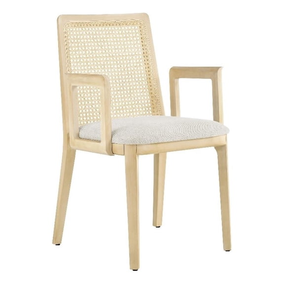 Maklaine Dining Armchair in Antique White Natural Heathered Weave Ivory