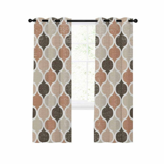 Moroccan Blackout Curtains 84 Inches Long for Bedroom, Retro Moroccan Brown Thermal Insulated Room Darkening Black Out Window Curtain Panels Grommet Drapes for Living Room
