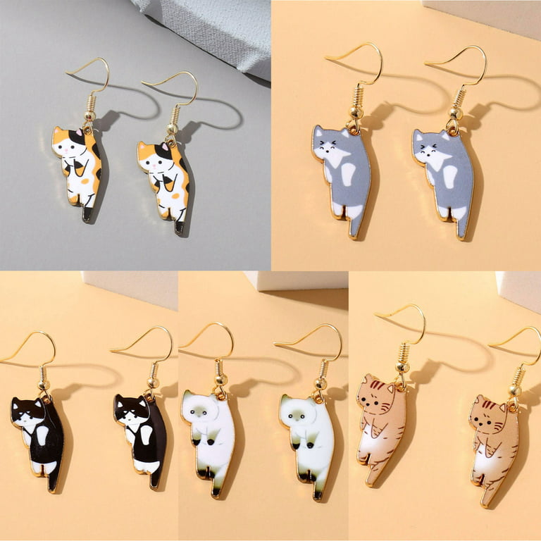 Cute Animal for Cat Dangle Earrings for Women Girl Cartoon Kitten Drop  Earring Fish Hook Earring Birthday Party Jewelry