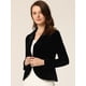 thumbnail image 2 of Blazer con solapa con muescas para mujer, manga larga, para oficina, negocios, con botones, de terciopelo Negro S, 2 of 6