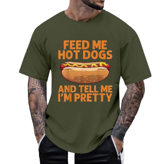 CONZONE Mens Tshirts Short Sleeve T-Shirts for Men Crew Neck Funny Hotdog Graphic Casual Summer Tee Tops