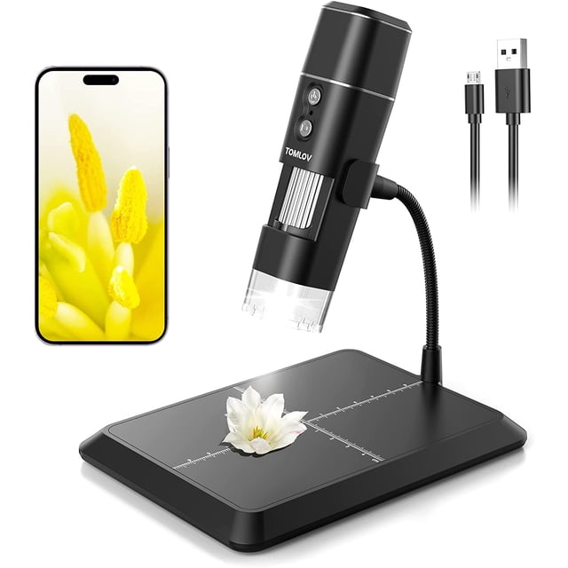 TOMLOV DM9 Microscopio digital LCD de 7 pulgadas 1200X, lupa de microscopio de moneda 1080P, microscopio de soldadura de enfoque ultrapreciso de 12 MP para adultos, vista de PC, 32 GB
