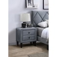 thumbnail image 2 of Miekor Furniture Grey Color Velvet Gorgeous 1pc Nightstand Bedside Table 2x Drawers Bedroom Furniture Sleek Design Tempered Legs B5A3790, 2 of 9