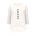 thumbnail image 7 of YuXingFu Cotton Tops for Women Crew Neck A-Line Split Hem 3/4 Sleeve for Casual Plus Size Blouses Dressy White S, 7 of 7