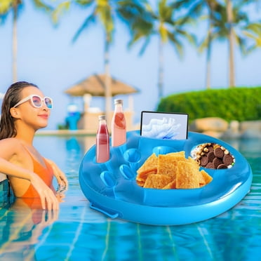 HauiWeiLyai Floating Table for Pool, Floating Drink Holder for Pool, Summer Inflatable Pool Float Beer Drinking Cooler Table Bar Tray Beach Swimming Ring Party Bucket Cup Holder for Swimming Pool