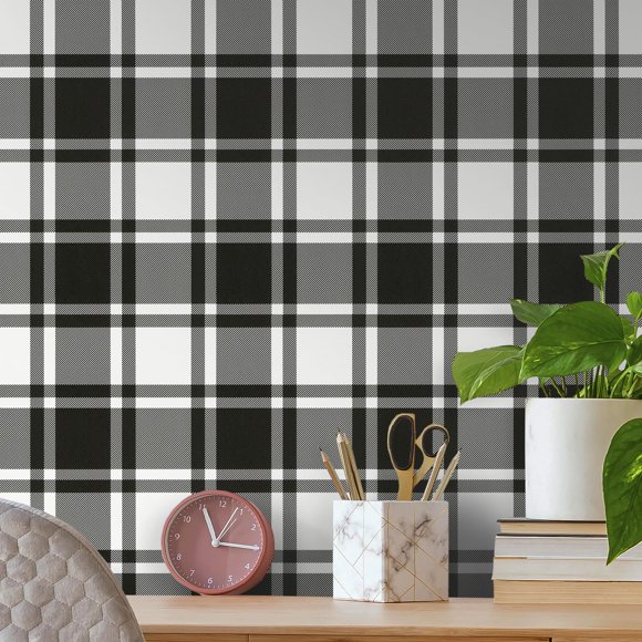 Papel tapiz Guvana 45 cm x 500 cm, negro y blanco, impermeable