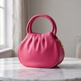 thumbnail image 2 of ZhangC Mini Ruched Puffy Clutch Handbag for Women, 7.9 Inch Small Zipper Wallet Crossbody Purse with Round Top Handle, Casual Evening Phone Card Bag, Shopping and Daily Use, Pink, 2 of 6