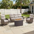 thumbnail image 2 of Jentlehouse 5-Piece Patio Furniture Set with 41'' Fire Pit Table Wicker Patio Set with Thick Cushion Outdoor Conversation Set for Balcony Deck Porch, 2 of 14