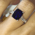 thumbnail image 4 of Cushion Cut Blue Sapphire & Diamond Engagement Proposal Ring in 925 Sterling Silver - Birthday Gift For Her, 4 of 6