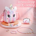 thumbnail image 4 of Armscye 8 Pcs Little Girl Unicorn Purse Set, Cute Unicorn Gifts for Kid with Kawaii Unicorn Dress Up Jewelry Pretend Play Accessories, Adjustable Crossbody Bag and Purse for Girl Aged 3+, 4 of 7