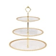 thumbnail image 5 of Balsa Circle 3-Tier Clear 14" Round Plastic Cupcake Tower Stand Gold Beaded Rim Party Events Decorations, 5 of 8