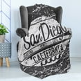 thumbnail image 4 of San Diego Soft Flannel Fleece Throw Blanket, Vintage Surf Poster Design in Grey Shades Grungy Ocean Backdrop, Cozy Plush for Indoor and Outdoor Use, 70" x 90", Charcoal Grey Pale Grey, by Ambesonne, 4 of 5