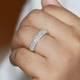 thumbnail image 5 of AFFY 3 Row Eternity Wedding Band Ring for Women Round Lab Grown DIamond Anniversary Ring in 14k White Gold Plated Sterling Silver Fine Jewelry Gift for Her Size 7.5, 5 of 6
