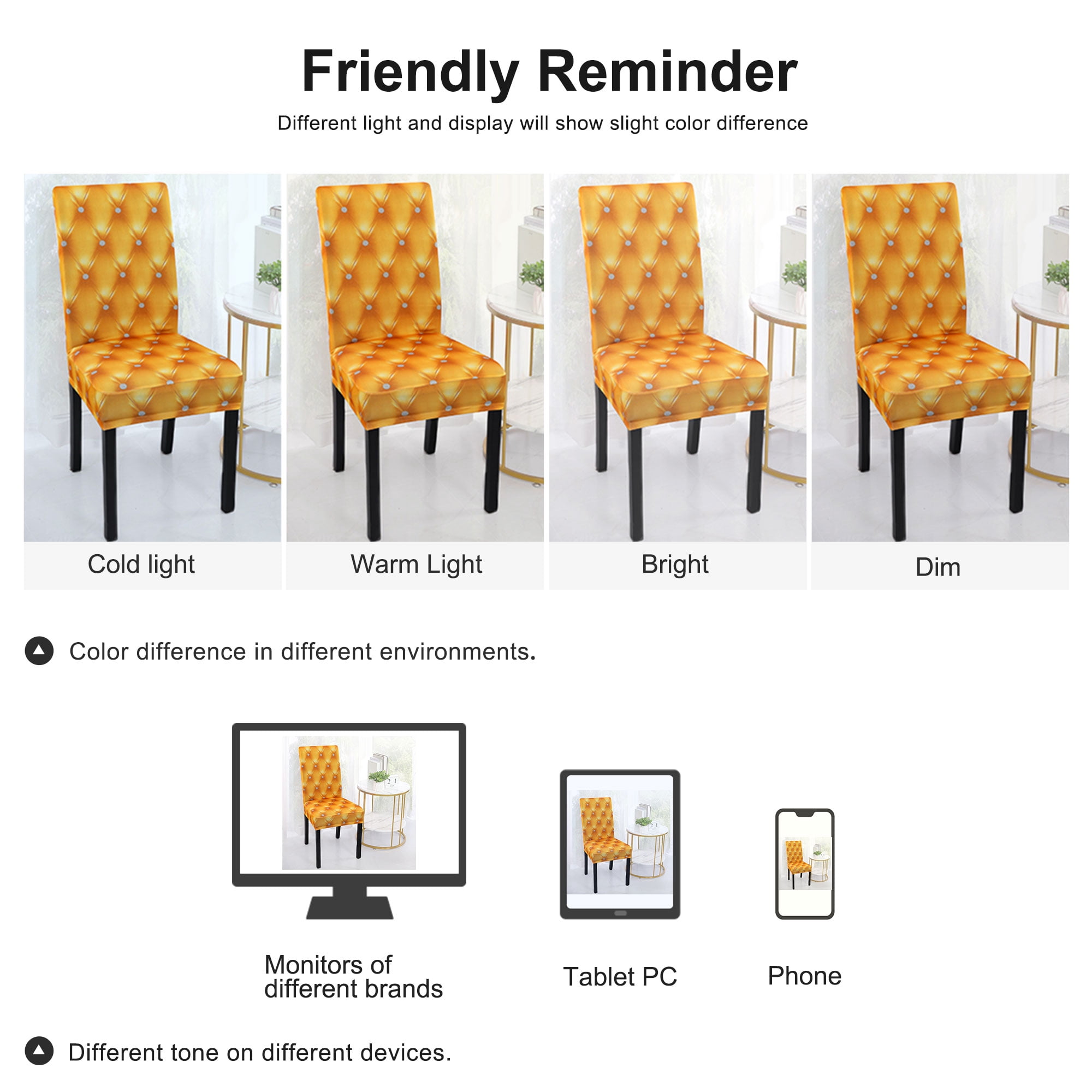 Unique Bargains Stretch Dining Chair Seat Cover Gold Tone
