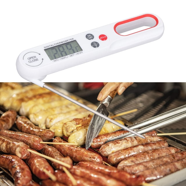 Digital Food , Read Foldable BBQ Grill Cooking Temperature Meter with Calibration Function for Meat, Liquids