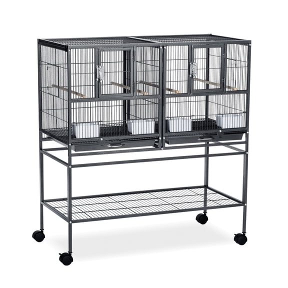 Prevue Pet Products Hampton Deluxe Divided Breeder Cage with Stand, Black Hammertone