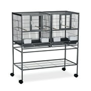 Prevue Pet Products Hampton Deluxe Divided Breeder Cage with Stand, Black Hammertone